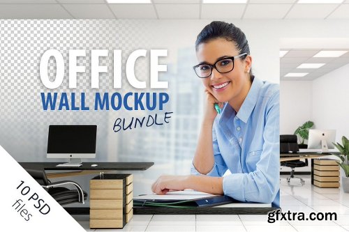 CreativeMarket OFFICE Wall Mockup Bundle 2195166