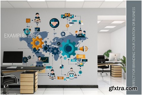 CreativeMarket OFFICE Wall Mockup Bundle 2195166