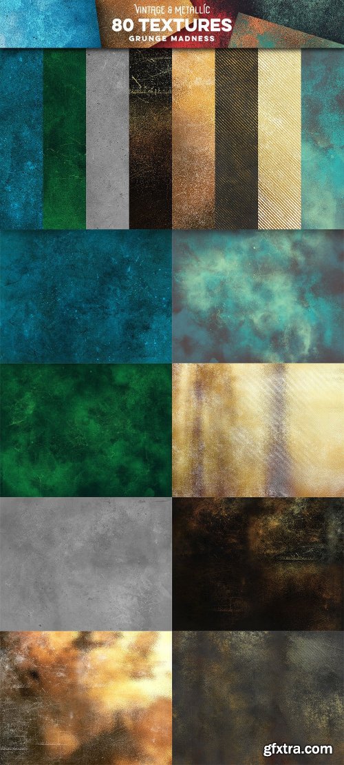 CreativeMarket 80 Vintage & Metallic Textures 2867456