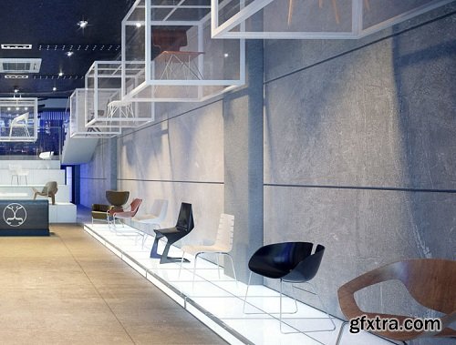 Modern showroom Interior Scene 02