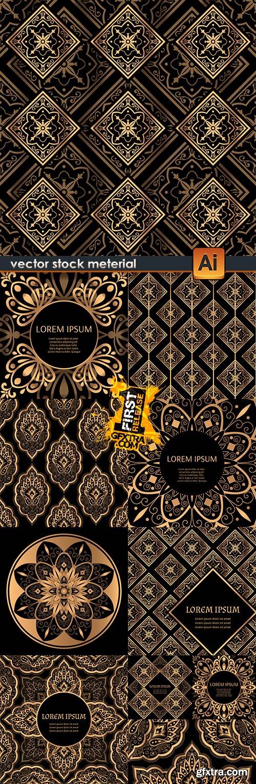 Golden luxury damask background design invitation