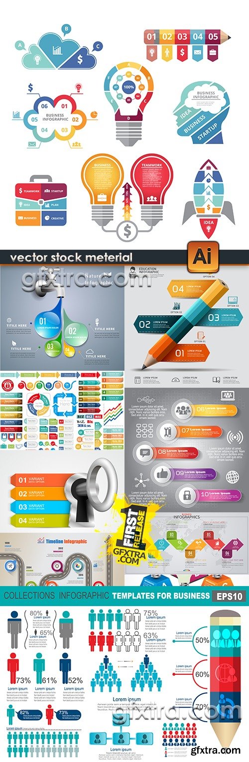 Business infographics elements modern collection 17