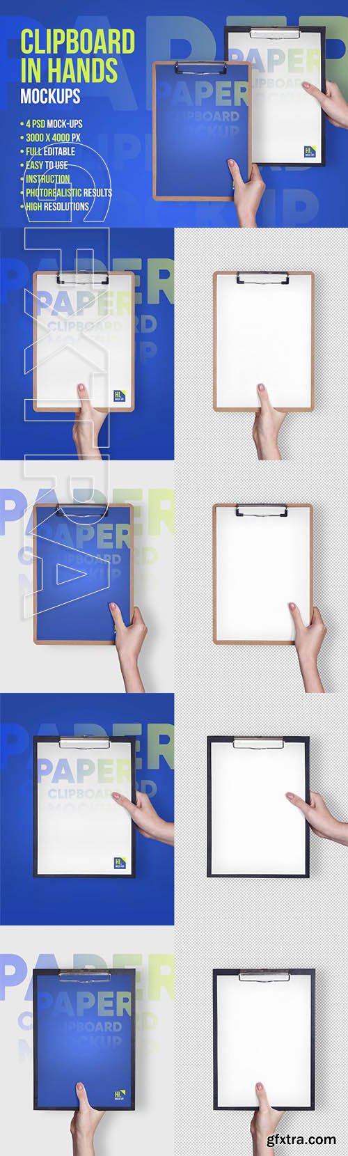 CreativeMarket - Clipboard in Hands PSD Mock-up 2824100