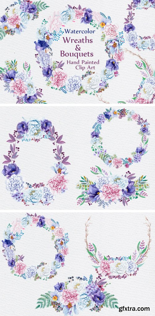 Creativefabrica - Watercolor Peony Wreath Clipart