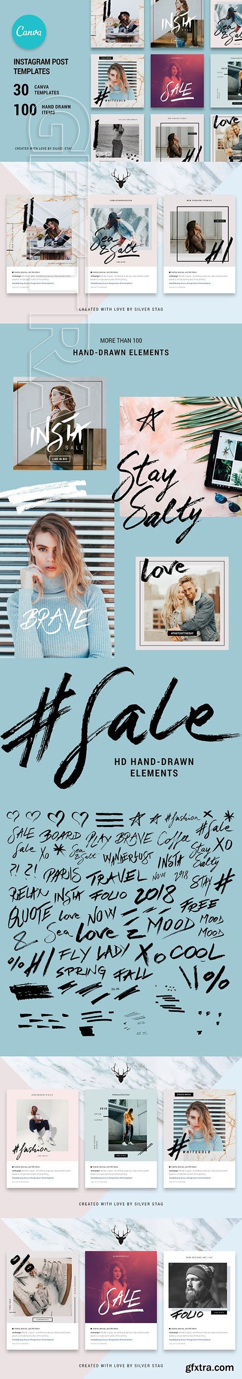 CreativeMarket - CANVA Instagram Hand-Drawn Posts 2878370