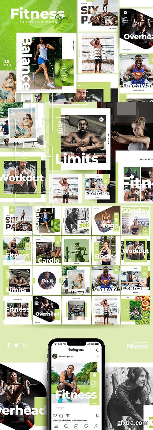 CreativeMarket - Fitness & Gym instagram pack 2880784