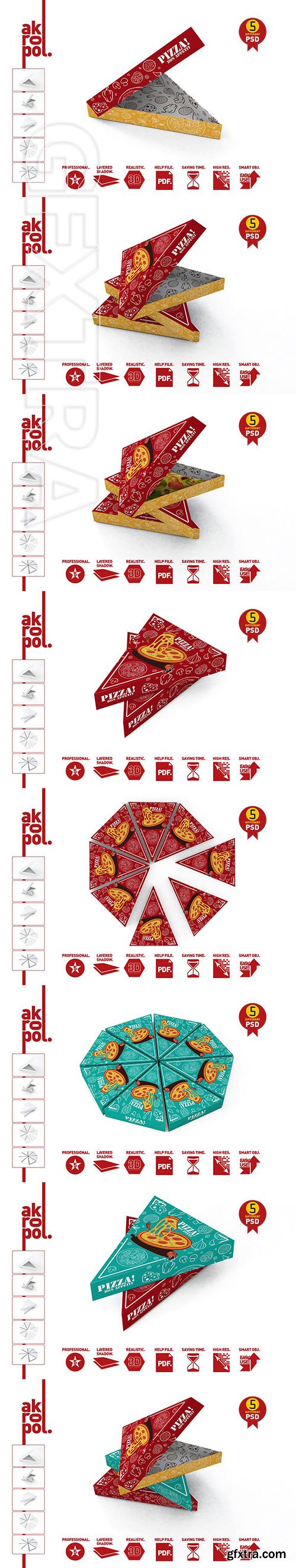 CreativeMarket - Pizza Slice Box Packaging Mockup 2758554