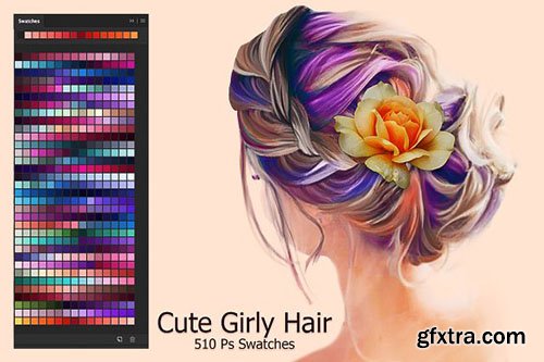 CreativeMarket - Cute Girly Hair Swatches 2874579