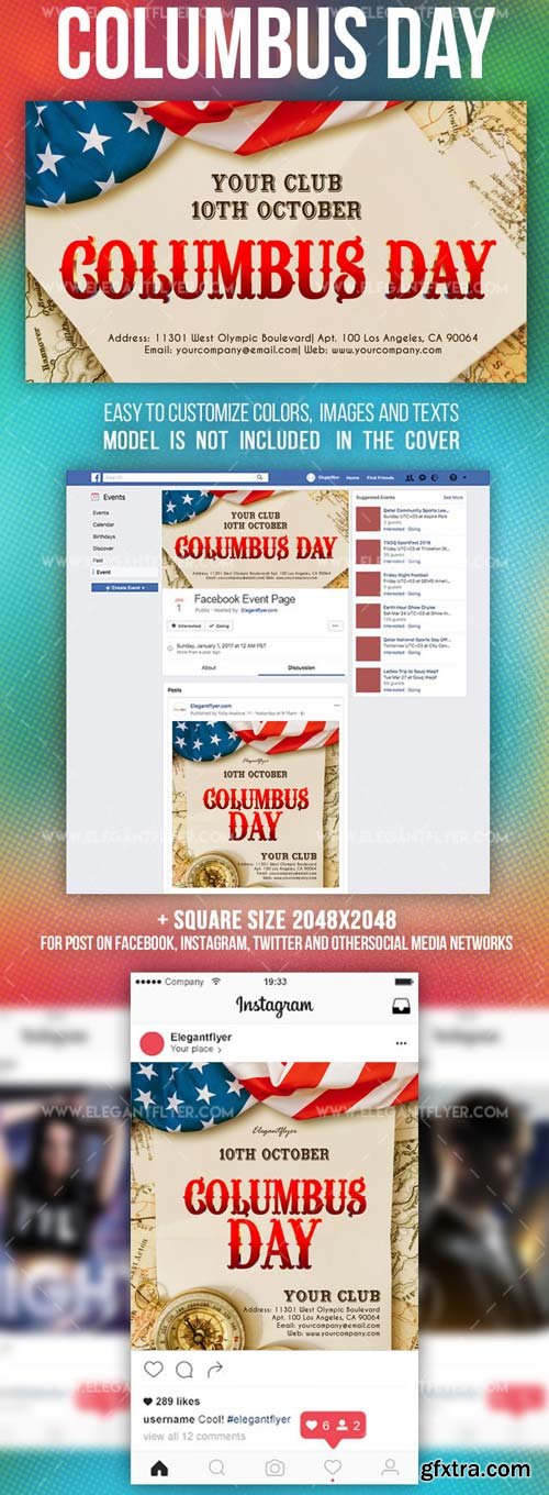 Columbus Day V15 2018 Facebook Event + Instagram template