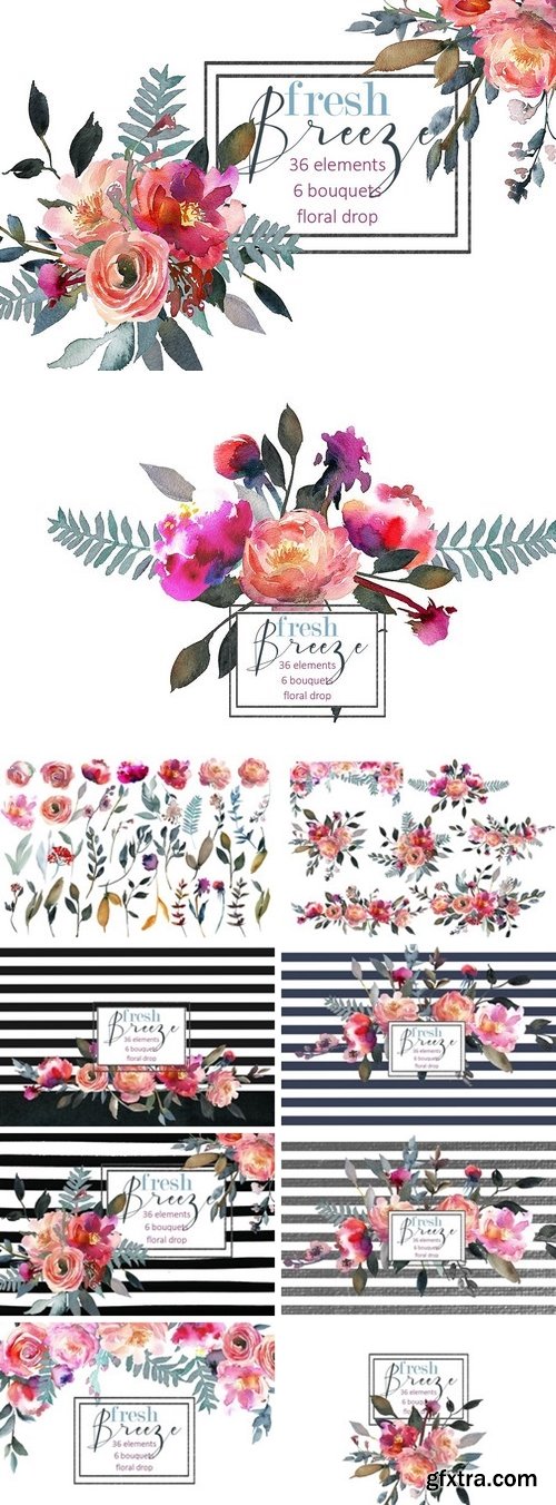 CM - Peach Peonies Watercolor Clipart 900493