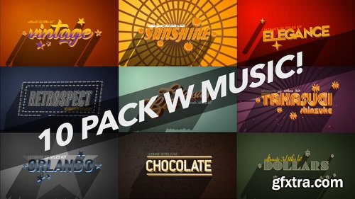 Videohive 4K Vintage Retro 10 Logo Text Intro Pack 22039249