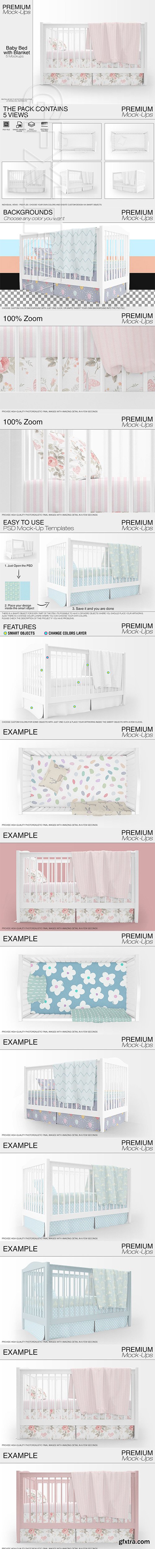 CreativeMarket - Baby Bed with Blanket Set 2880476