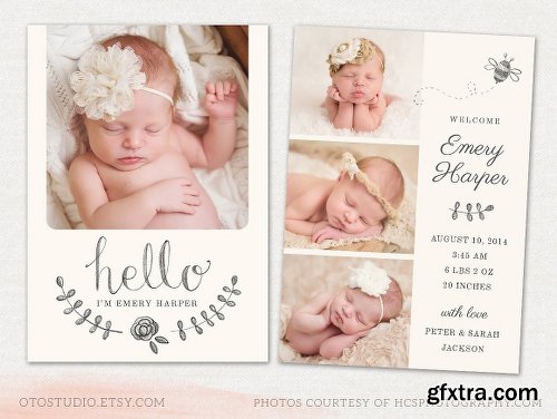 CreativeMarket BUNDLE 121-in-1 Birth Announcements 2885171