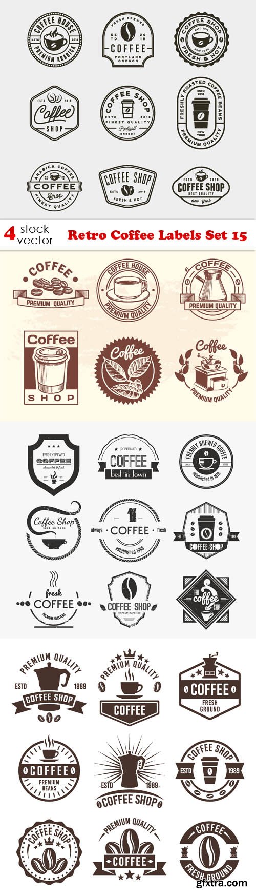 Vectors - Retro Coffee Labels Set 15