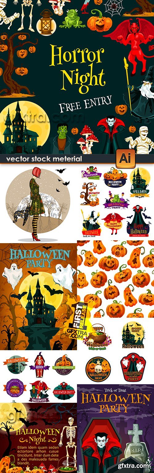 Halloween holiday party elements design collection 11