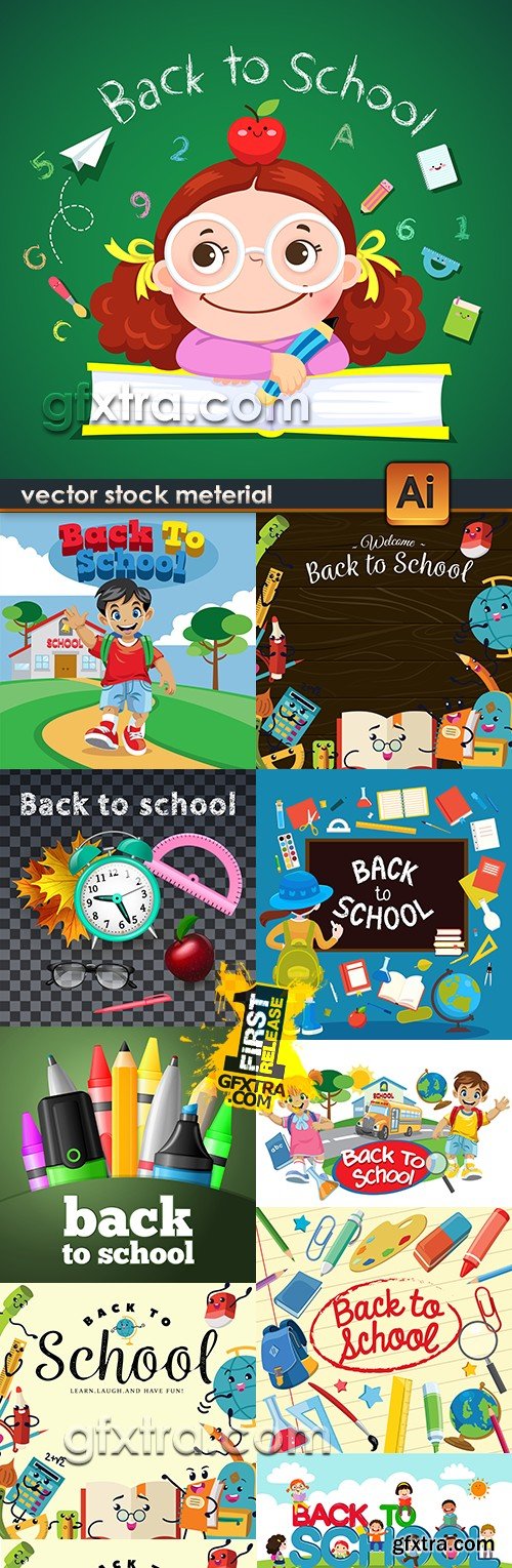 Back to school vector collection illustrations 15