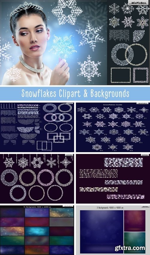 CM - SNOWFLAKES Clipart + Backgrounds 1796239