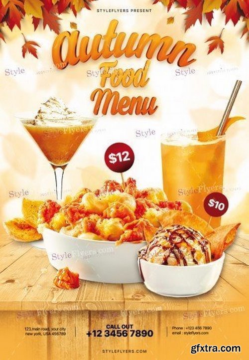 Autumn Food Menu PSD Flyer Template