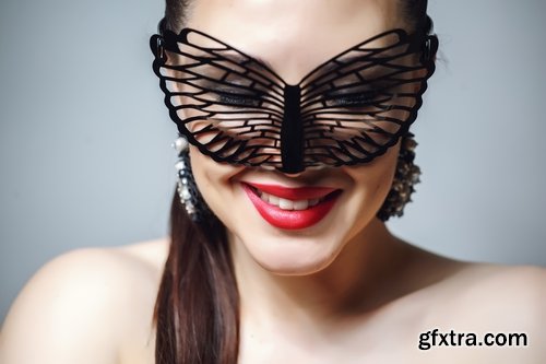 Woman girl in a veil mask mysterious face makeup lips 25 HQ Jpeg