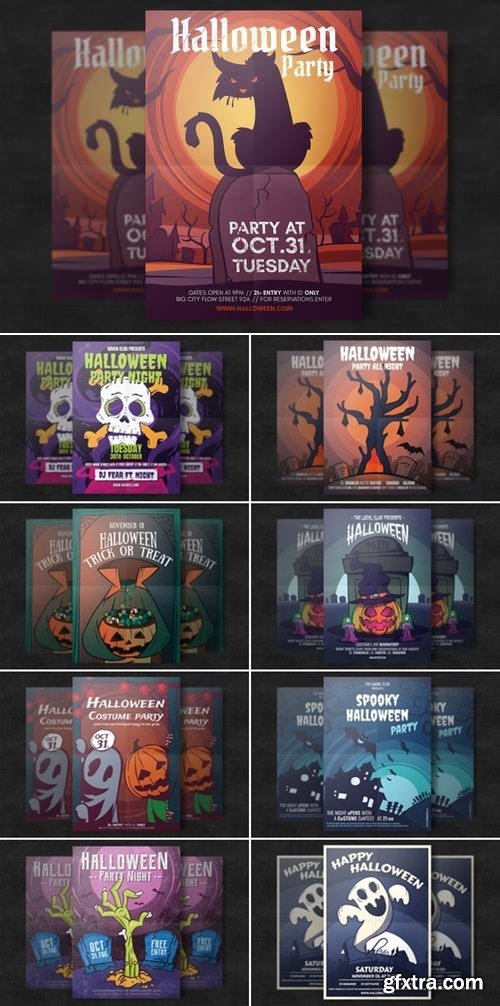 Halloween Party Flyer Template Bundle