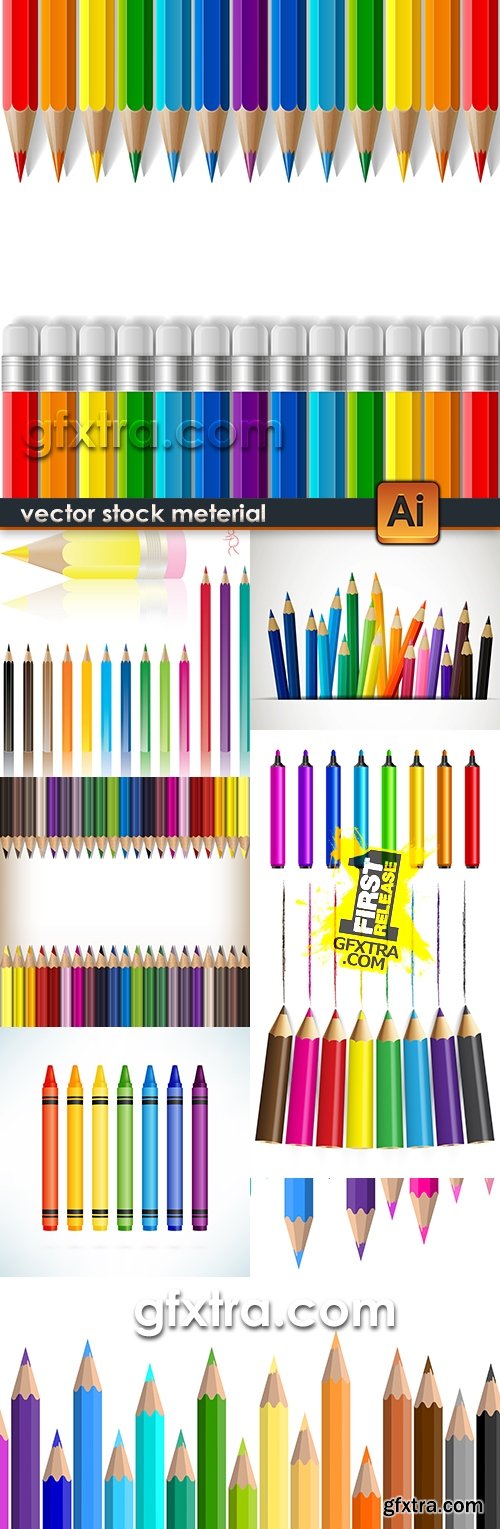 Colored pencils design decorative school background