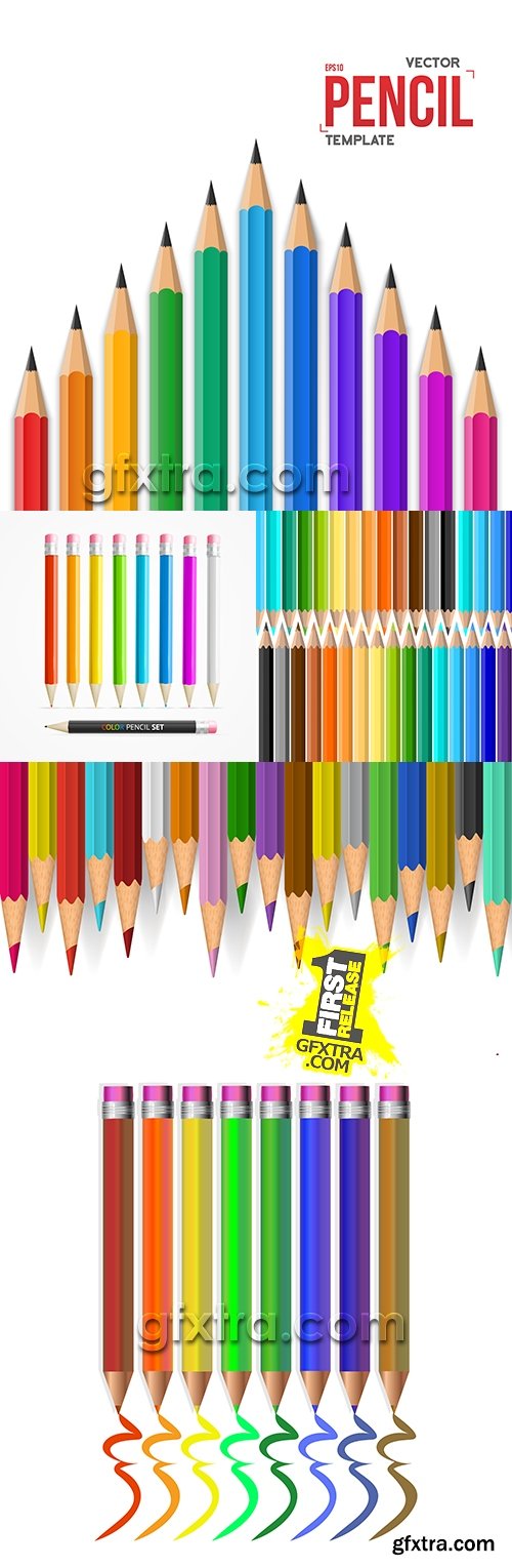 Colored pencils design decorative school background