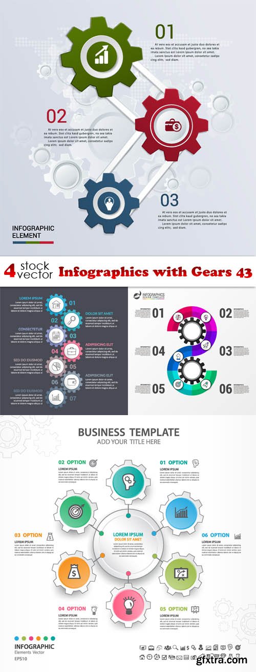 Vectors - Infographics with Gears 43