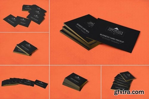 6 Business Card Mockups In Stacked View