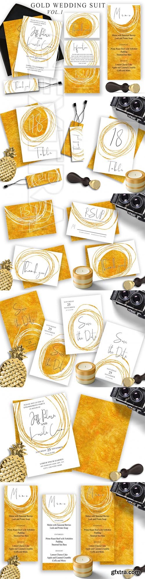 Gold Wedding Cards Suit Vol 1