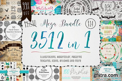 3500+ Textures, Brushes, Icons, Watercolors & More Graphic Elements