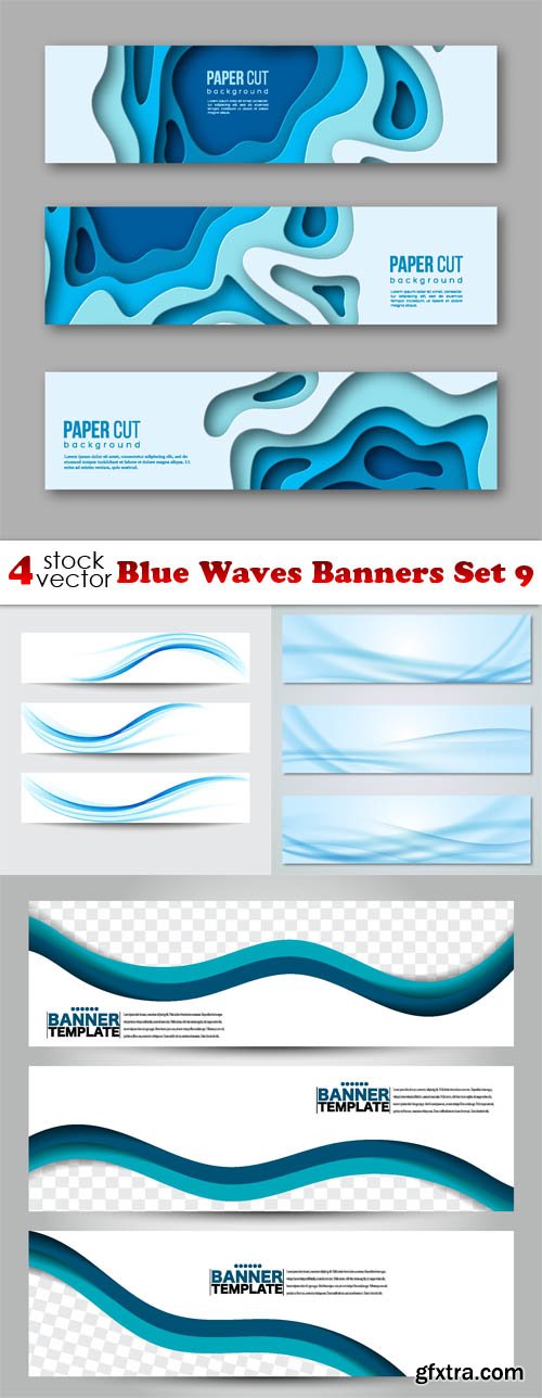 Vectors - Blue Waves Banners Set 9