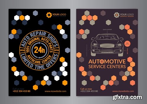 Flyer car taxi banner advertising poster signboard invitation card business card 21 EPS