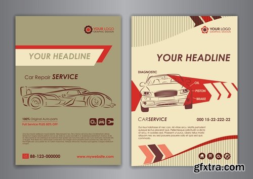 Flyer car taxi banner advertising poster signboard invitation card business card 21 EPS