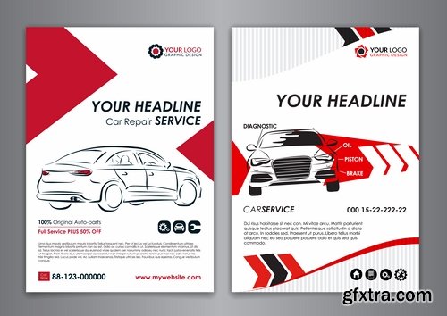 Flyer car taxi banner advertising poster signboard invitation card business card 21 EPS