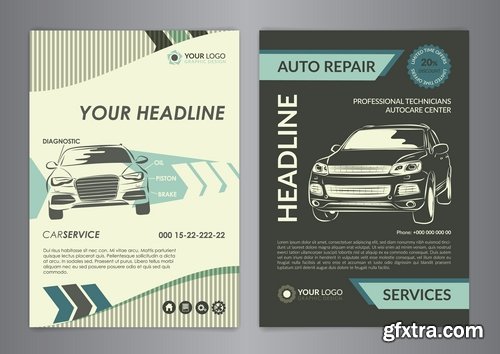 Flyer car taxi banner advertising poster signboard invitation card business card 21 EPS