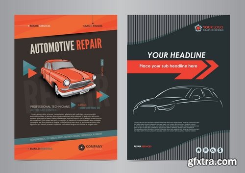 Flyer car taxi banner advertising poster signboard invitation card business card 21 EPS