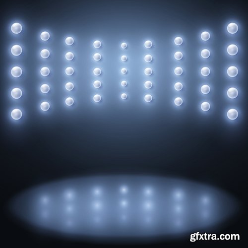 Podium scene with light effect decoration lights searchlight 25 EPS