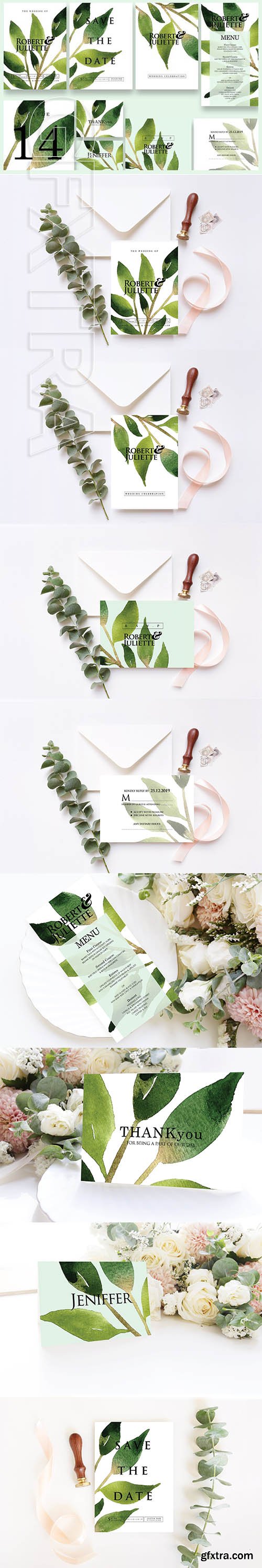 CreativeMarket - Leaves - Wedding Invitation Ac 64 2893588