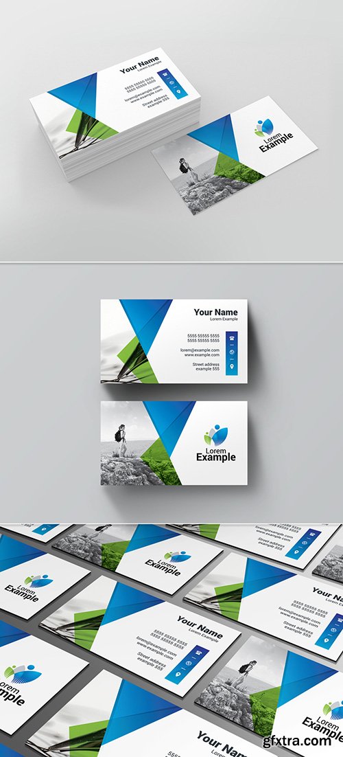 Green and Blue Business Card Layout