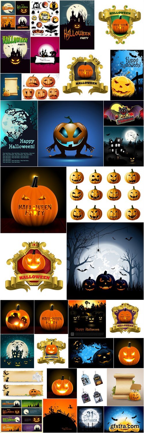 Halloween and Pumpkins - 34xEPS