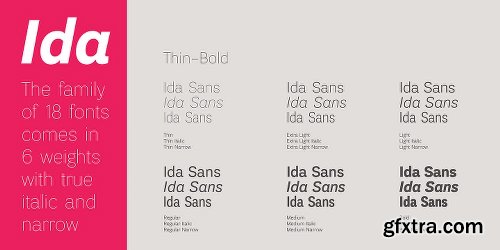 Ida Font Family - 18 Fonts