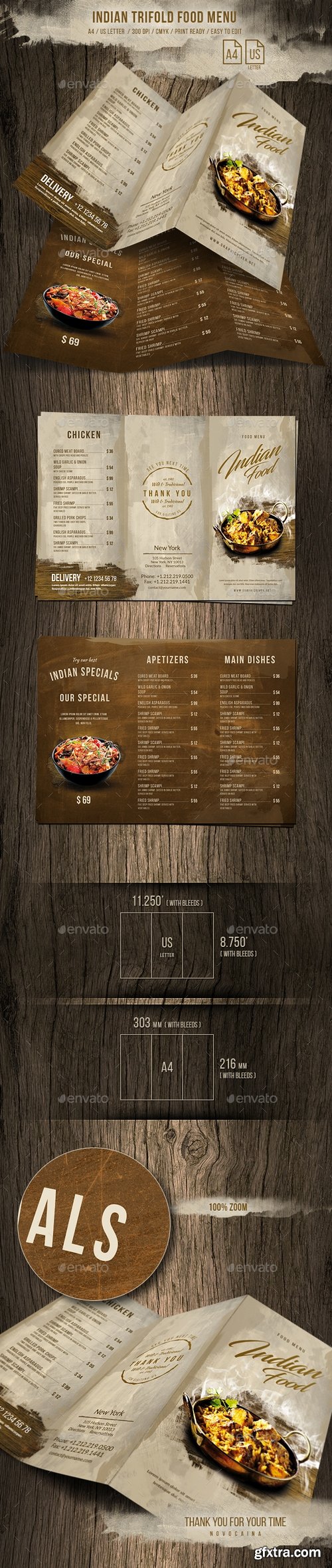 Graphicriver - Indian A4 and US Letter Trifold Food Menu 20698642