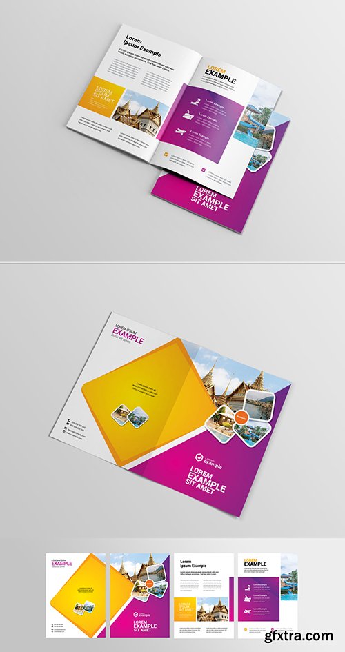 Purple and Orange Brochure Layout