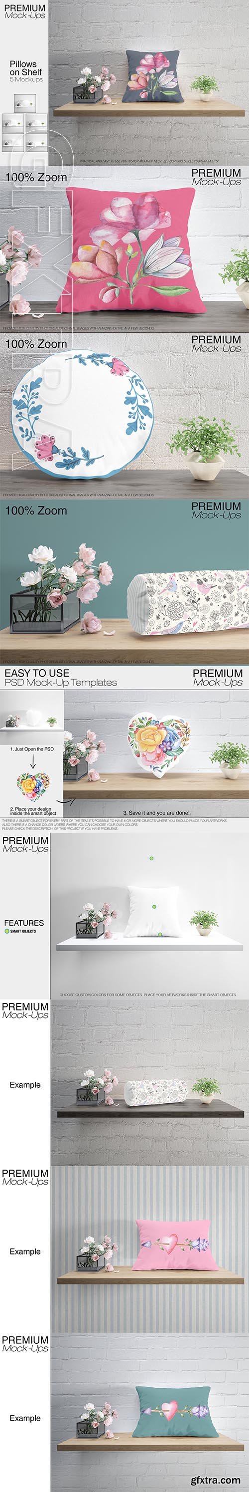 CreativeMarket - Pillows on Shelves Set - Many Types 2558017