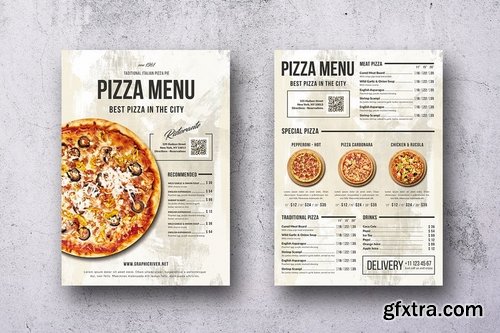 Pizza Elegant Trifold Menu A4 & US Letter