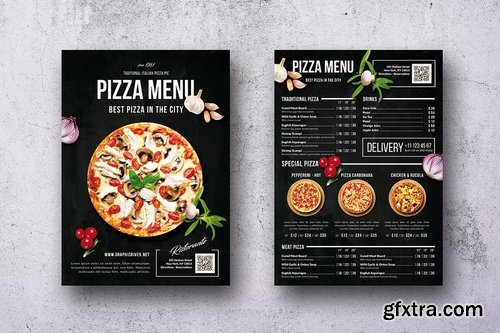 Single Page Pizza Menu A4 & US Letter