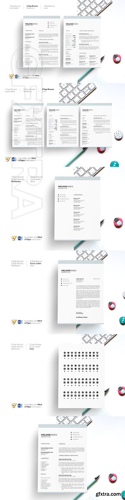 CreativeMarket - 5 Page Resume CV Template Resume 2708743