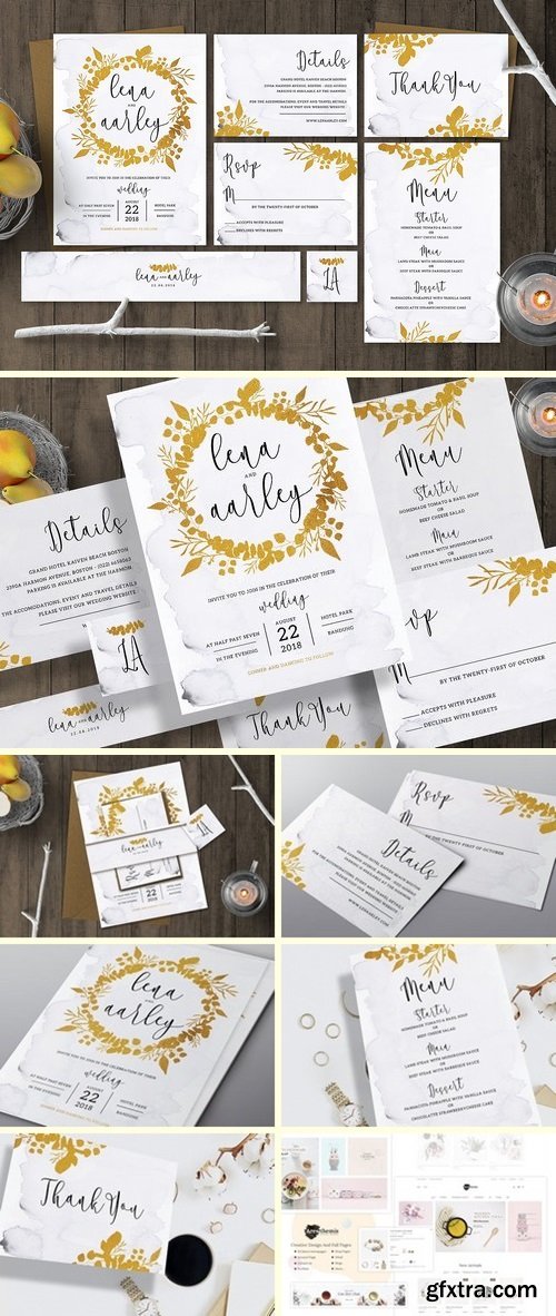 CM - Golden Foliage Wedding Invitation 2907389