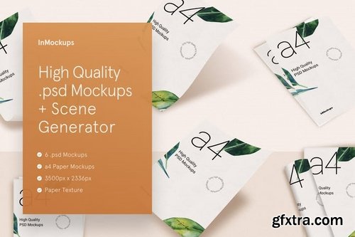 inMockups - A4 Paper PSD Mockup Scene Generator