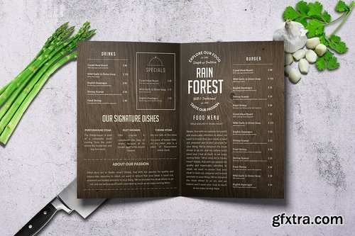 Rain Forest Bifold Menu A4 & US Letter